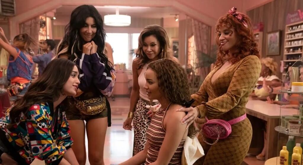 In the Heights movie cast talking in a salon