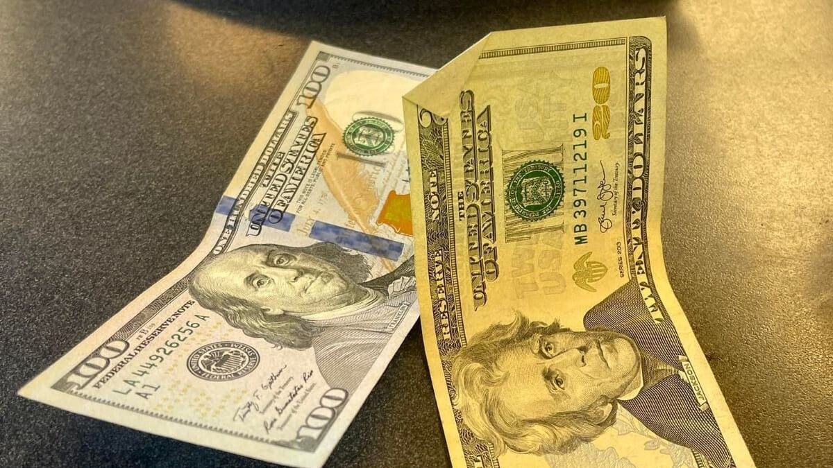 money placed on a table