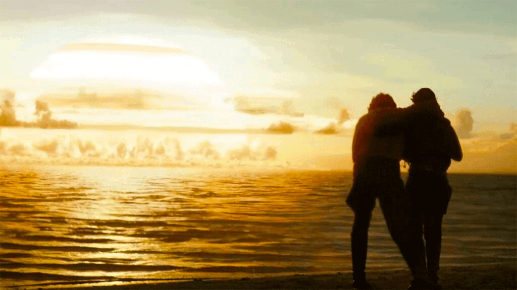 Diego Luna as Cassian Andor and Felicity Jones as Jyn Ero in Rogue One: A Star Wars Story (Lucasfilm)