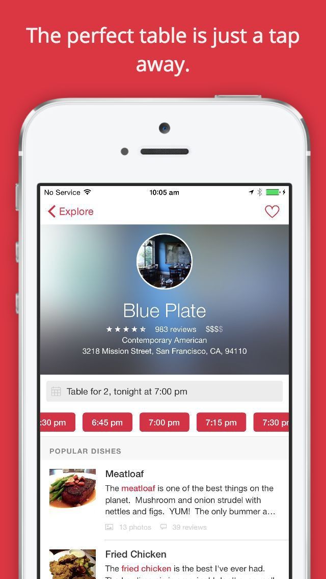 opentable app screenshot