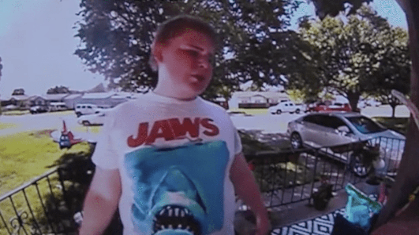 little boy ringing his neighbor