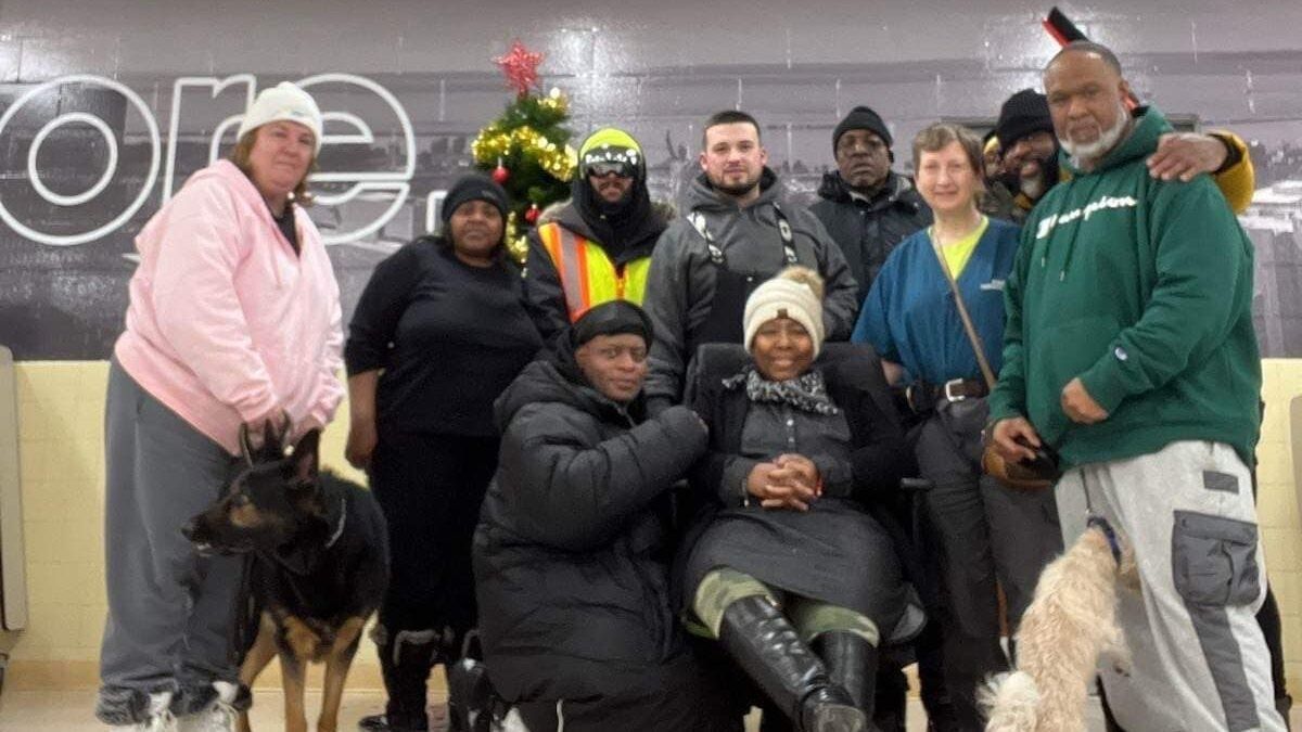 group of people in warm jackets 