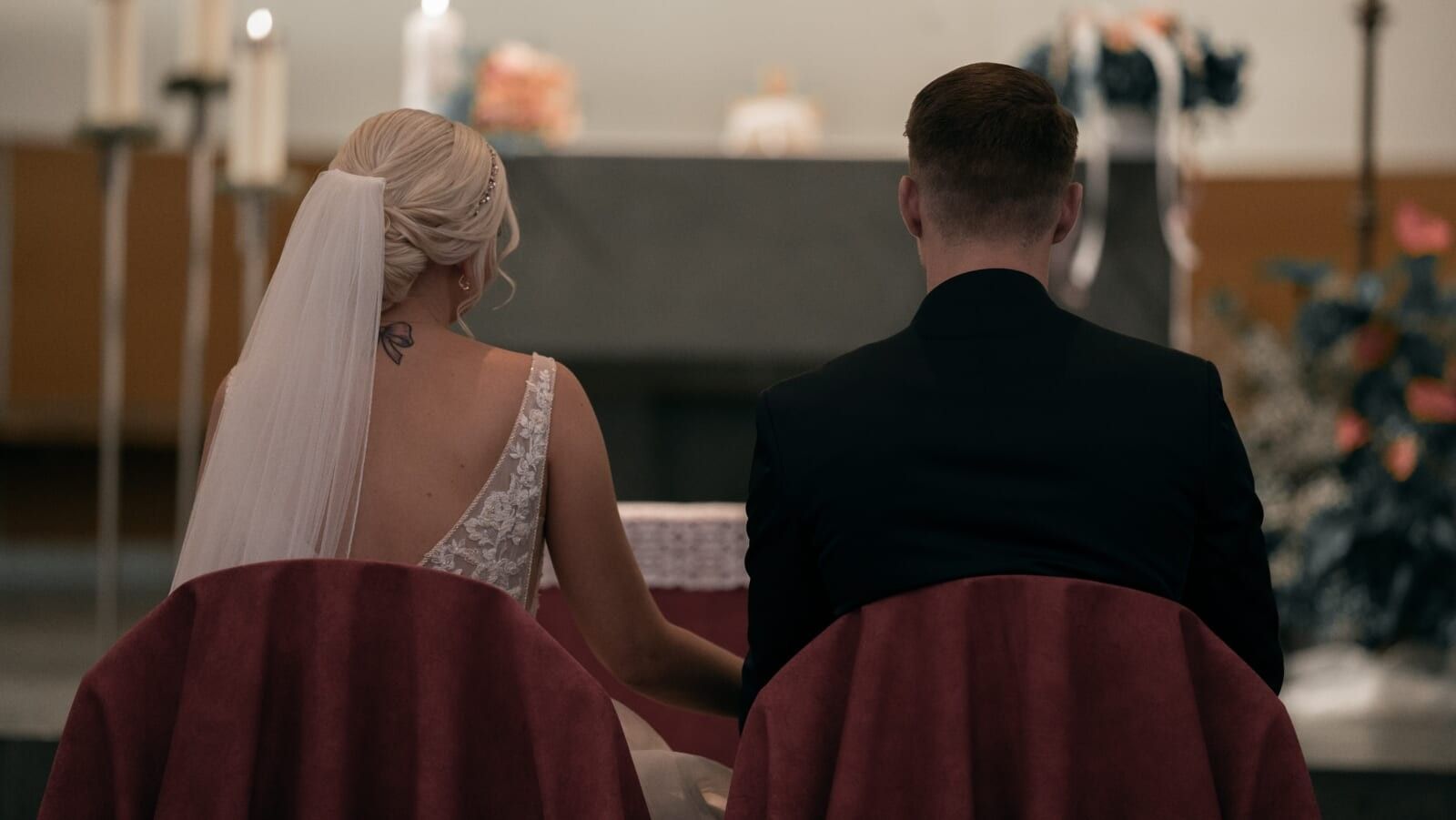 bride and groom at the altar