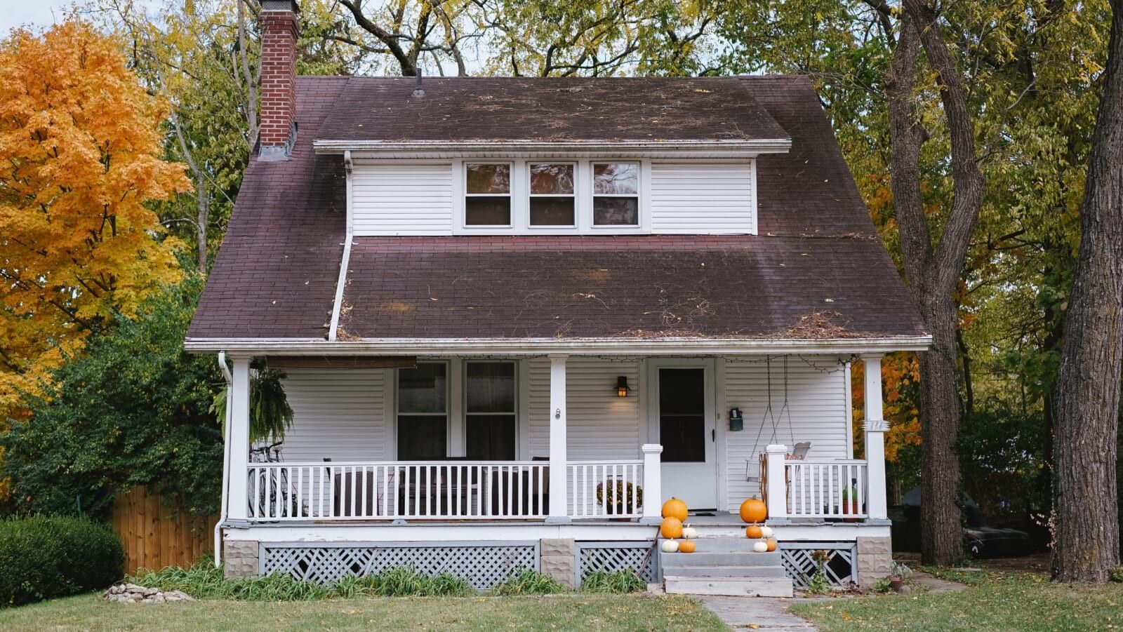 white and brown house amongst trees